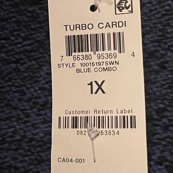 Karen Scott Plus Size Colorblocked Open-Front Cardigan Blue 1X NWT - Picture 9 of 9